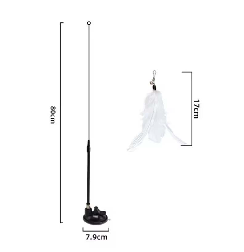 New Powerful Sucker Cat Teaser with Bell and Long Rod Detachable Cat Self-entertainment Toy.