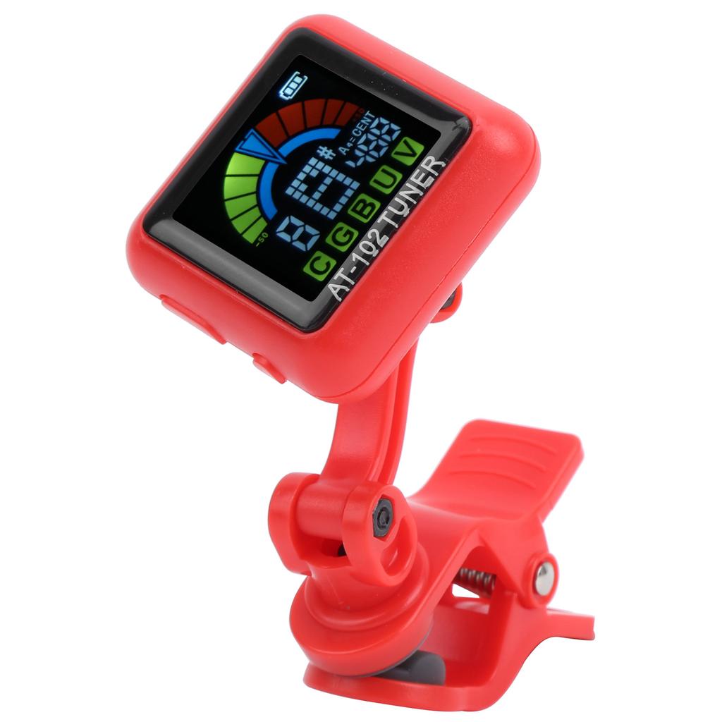   Guitar Clipon Tuner USB Re Able Builtin Battery Violin Ukulele AT102(Red )