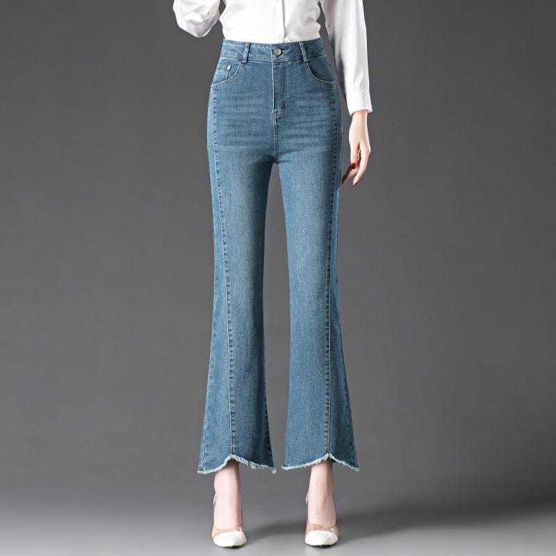 

Мама-джинсы с высокой талией и эффектом похудения - Коллекция весна/лето 2025: Стрейчевые брюки «рыбий хвост» для женщин 30 for 115-125 lbs синий