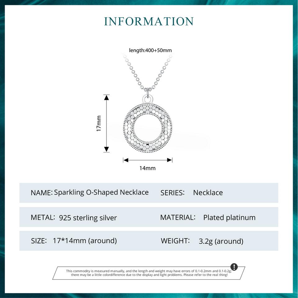 BAMOER 925 Sterling Silver Hollow Circle Pendant Necklace O-Shaped Beads Neck Chain for Women Valentine's Day Gift