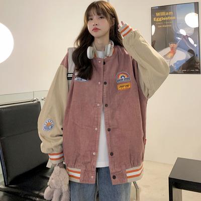 Corduroy geborduurd honkbaljack lente en herfst mannen en vrouwen koppels retro harajuku straattrend losse jas