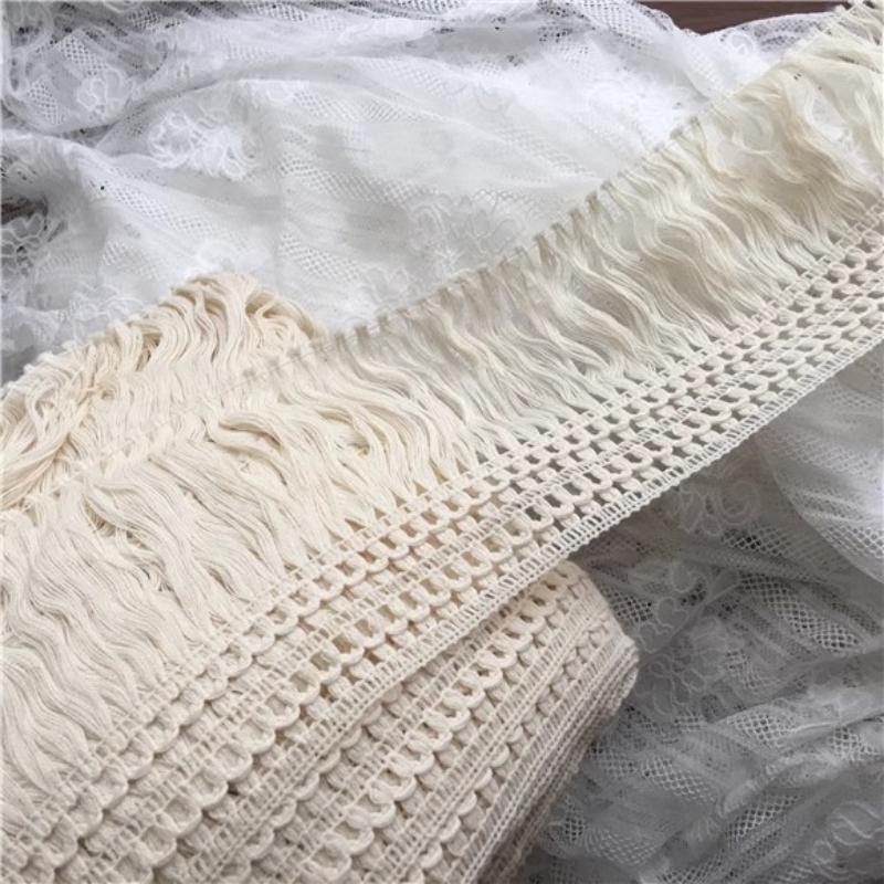 NEW Beige Crocheted Cotton Tassels Lace DIY Curtain Brow Sofa Set Hem Handmade Crafts Puppet Show Clothing Production Materials