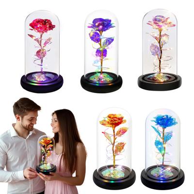 LED Işıklı Kubbede Sonsuz Gül Romantik Işıklı Yapay Gül Anneler Eşler Kız Arkadaşlar Büyükanne Yıl Dönümü İçin Hediye