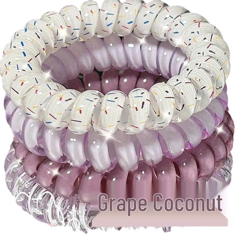 Korean Cute Coconut Polka Dot Hair Tie - Durable, High-Quality Summer Telephone Cord for a Fresh Daily Look.