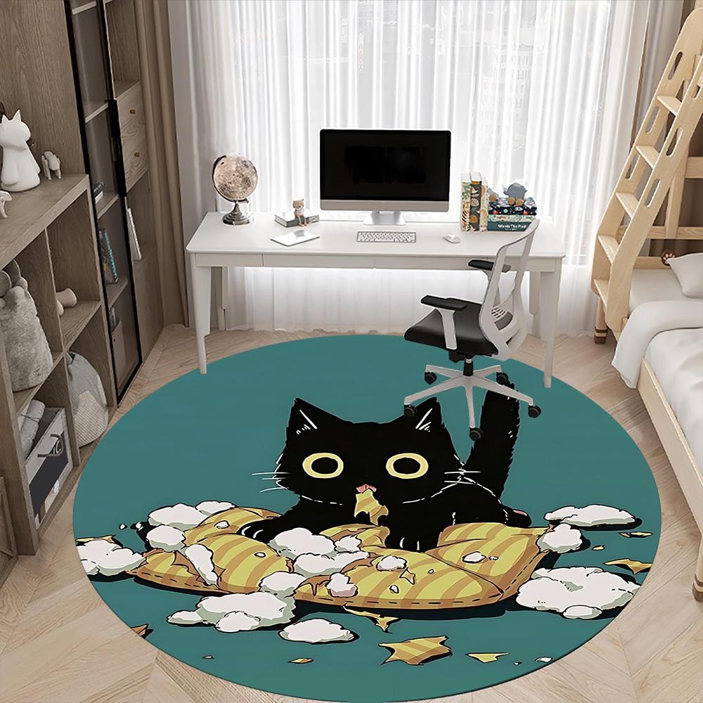 1pc Cat Pillow Office Round Area Rug, Mat Suitable For Office, Under Office Chairs Bedroom Living Room Home Decor, Room Deco