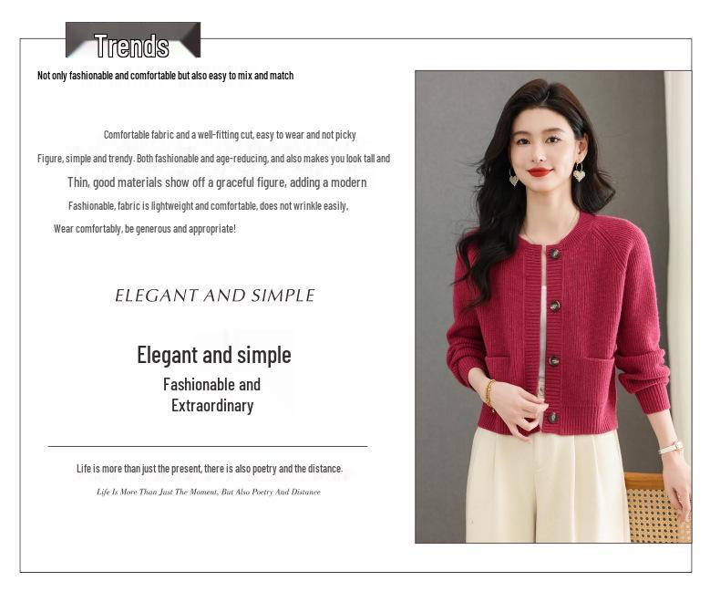 Damen Petit Rundhals Strick-Cardigan & Passendes Rock-Set - Einfarbig, Herbst/Winter Kollektion