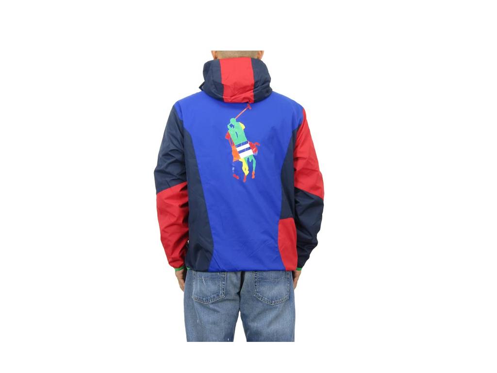 POLO RALPH LAUREN Big Pony Print Paneled Windbreaker Size Multicolor Men's Jacket, Small, 0101952, [Used]