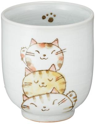 Utsuwa Roan Seto-keramik Liten 200 ml Yumekobo Trio the Nyan Tillverkad i "Söt Utsuwa" Te kopp, Ca. Kapacitet, Design, Gul, Japan, 091-0029