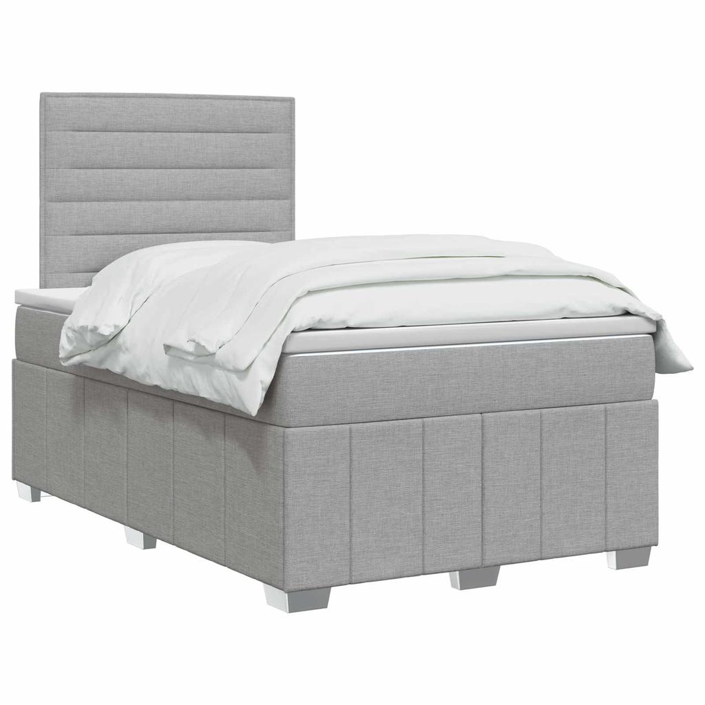 Box Spring Bed with Mattress Light Grey 120 x 190 cm Fabric