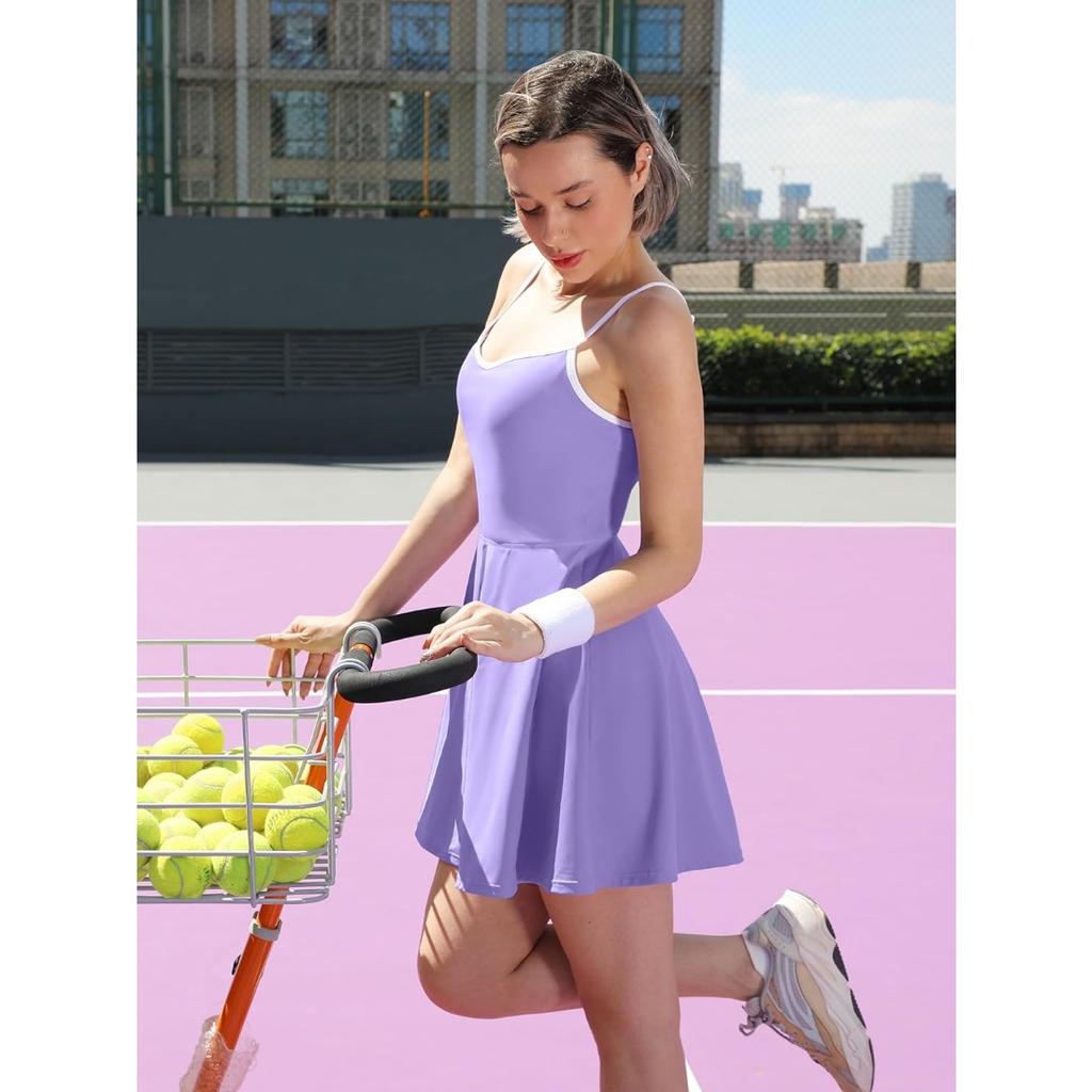 CHARMLEAKS Tenniskjole for kvinner med shorts Golfkjole Trening Justerbar treningskjole Activewear