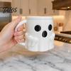 Einzigartige Geburtstagsüberraschung Halloween Eisbecher mit Löffelhalter, 3D gedruckter süßer Geisterbecher, Kaffee-Schlitz Trinkbecher Stiftehalter Dekoration, Weihnachten