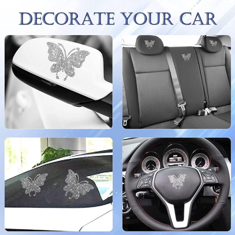 Schimmernde Strasssteine Schmetterling Autoaufkleber Funkelnde Kristall Aufkleber für Stoßstangen Fenster Laptop & DIY Auto Zubehör