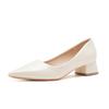 Women Pumps Pointy Chunky Heels  Summer Fashion Shallow Thick Heel Soft Sexy Patent Leather Slip on Nude Casual Party Shoes