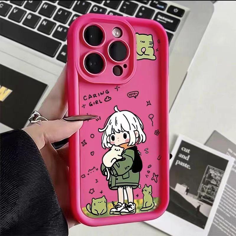 Cute and Fun Girl Phone Case For iPhone 16 15 14 13 12 11 X XR Xs SE 2022 8 7 Plus Pro Max 16E Silicone Shockproof Back Cover