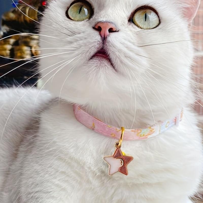 1pc-Personalized collar with tags, cute cat collar with bells, adjustable anti loss cat collar