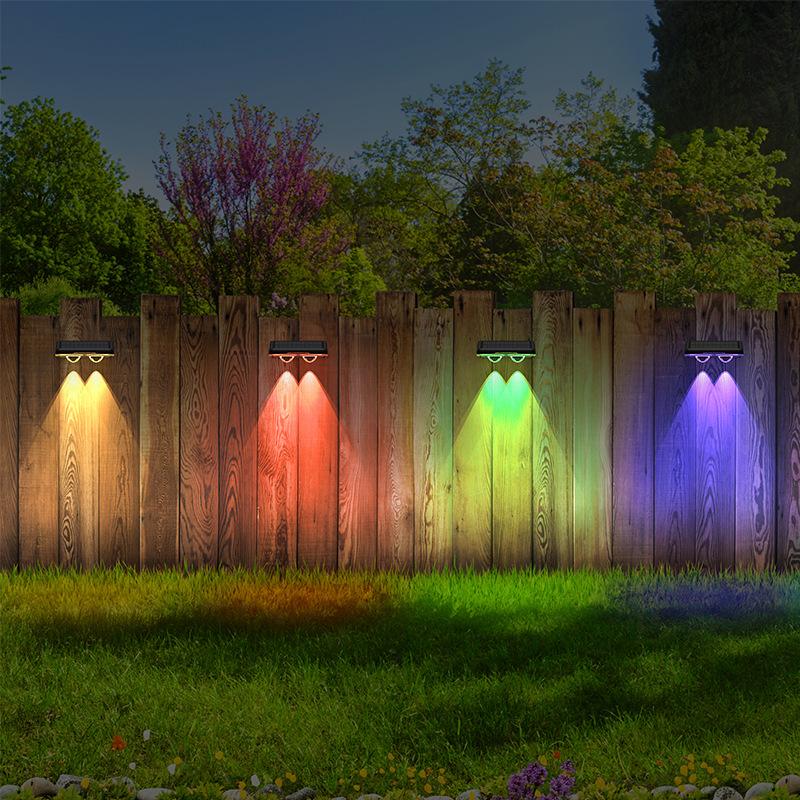 Solar Fence Lights Outdoor Garden Solar Wall Lights Waterproof RGB Bright Solar Powered Lamp Backyard Pathway Yard Deck Decor