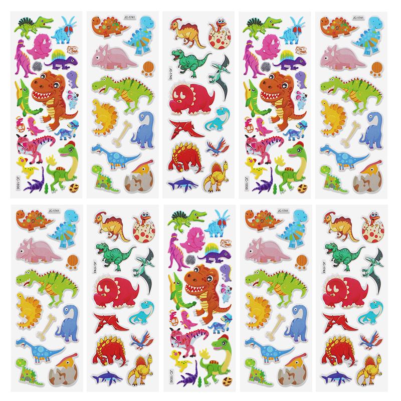 10Sheets 3D Bubble Stickers Cartoon Animal Cars Sticker Kids Boy Girl Birthday Party Favors Pinata Fillers Christmas Gift Toys