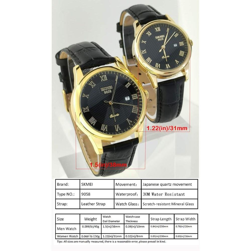 SKMEI Men's Business Wristwatch Waterproof Leather Belt Quartz Analog Casual Simple Date Day Lightweight Classic Gift for Father's Day