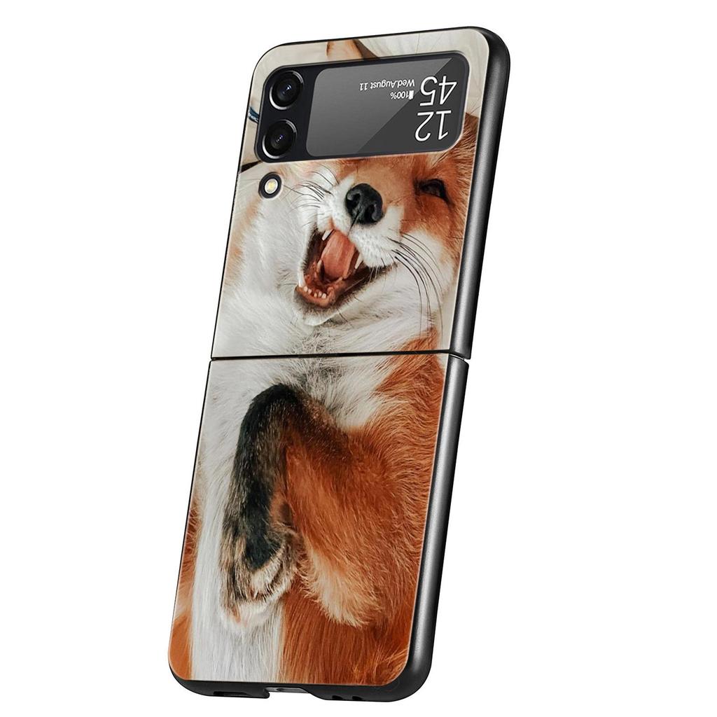 Cute Red Fox dárkové pouzdro na luxusní telefon Samsung GalaxyZ Flip 4 5 Fold Black Hard PC Shell pro Samsung Z Flip 3 Cover Couqe