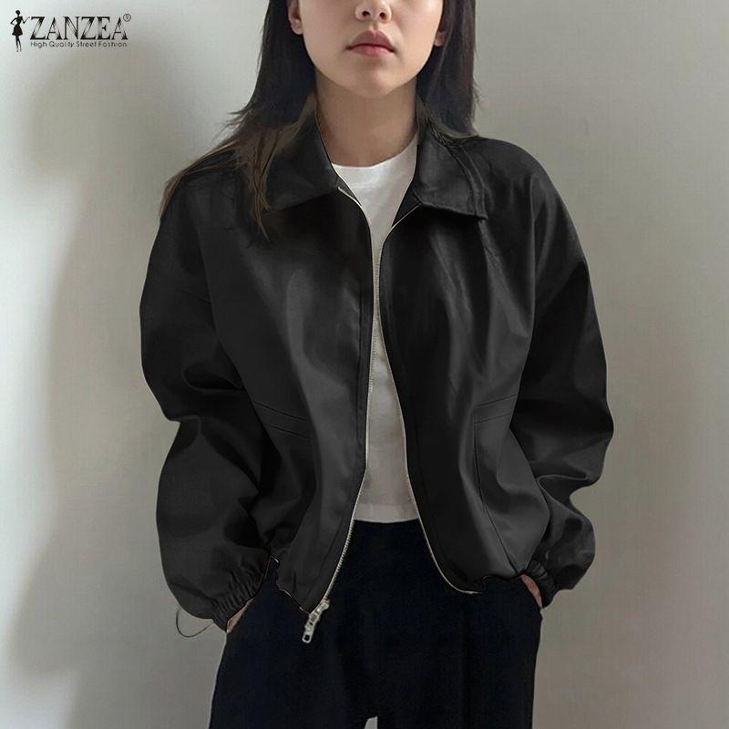 ZANZEA Women Spring Autumn Casual Long Sleeve Zipper Jackets
