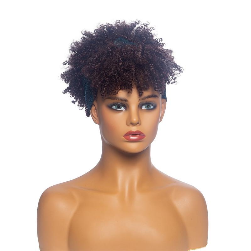 Curly Afro Headband Wig for Black Women Short Curly Kinky Wig with Headband Fluffy Synthetic Wig Natural Daily Party