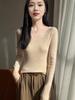 Korean Sparkly Knit V-Neck Sweater: Slim Fit, Waist-Cinched Design for Autumn/Winter