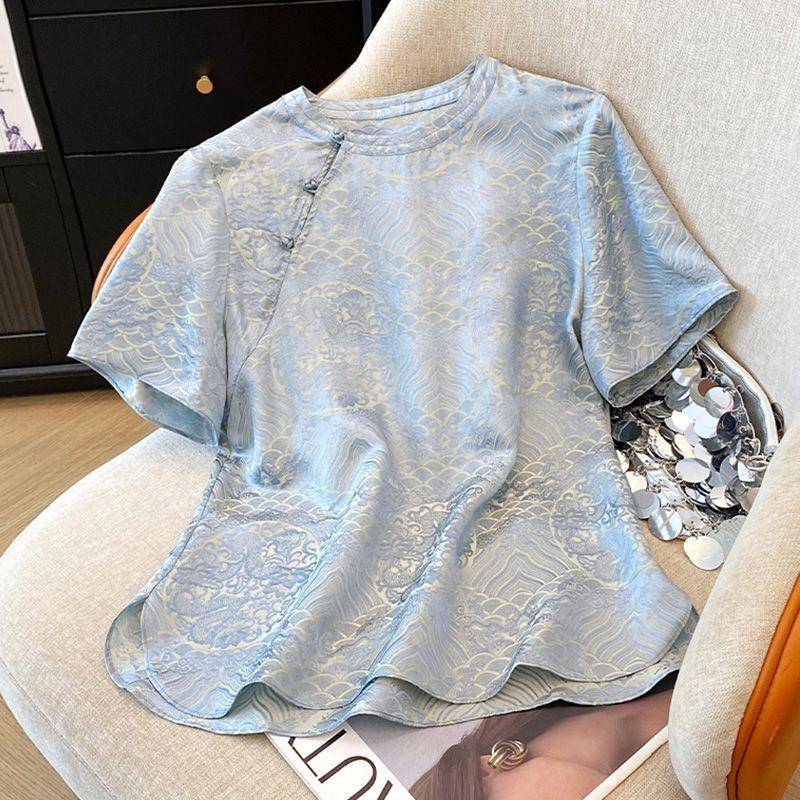 

2025 лето универсальный топ с планкой женская футболка с коротким рукавом внутренняя футболка 3XL (recommended 138-75kg) синий