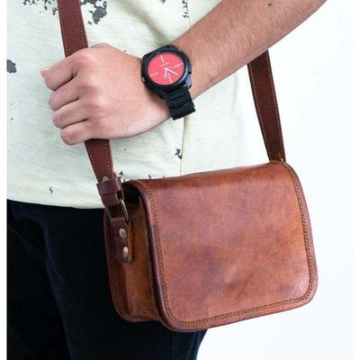 Bolso bandolera de piel auténtica, cartera, bolso de mano, bolso de mensajero, 7 pulgadas, mini