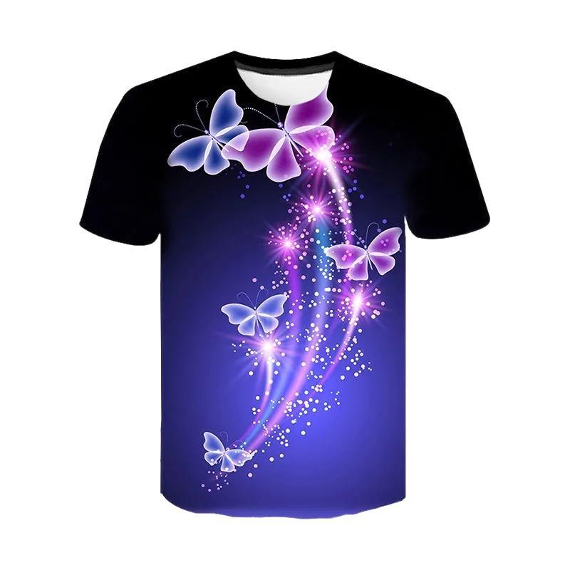 Butterfly Insect 3D Printed Kids Short Sleeve T‑Shirt Loose Summer Top For Boys Girls Daily Outdoor Play Casual Home Wear