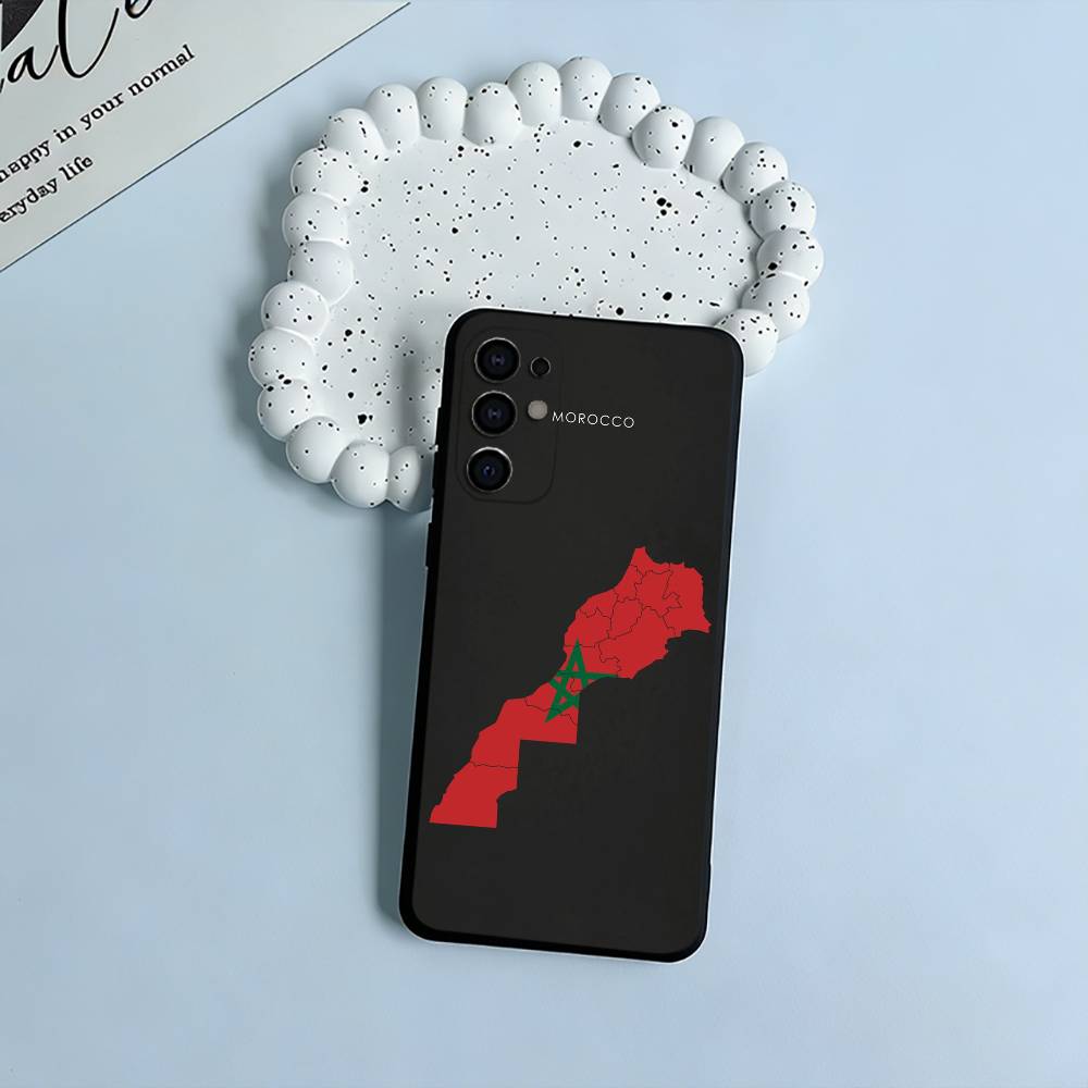 Morocco Flag Black Soft Silicone Phone Case for Samsung S25, S24, S21, S22, S23, S30, Ultra, S20, Plus, FE, Lite