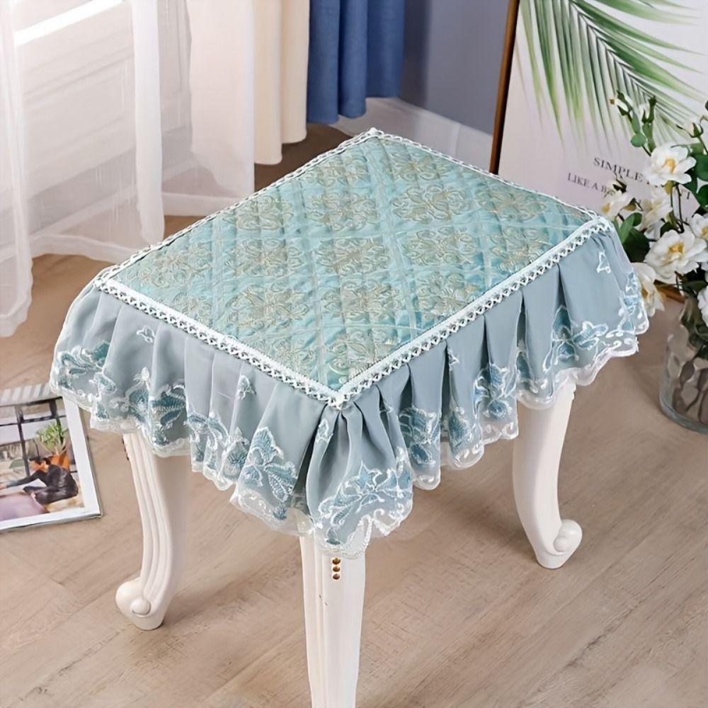 Floral Pattern Makeup Stool Cover Thick Floral Seat Chair Slipcover Household