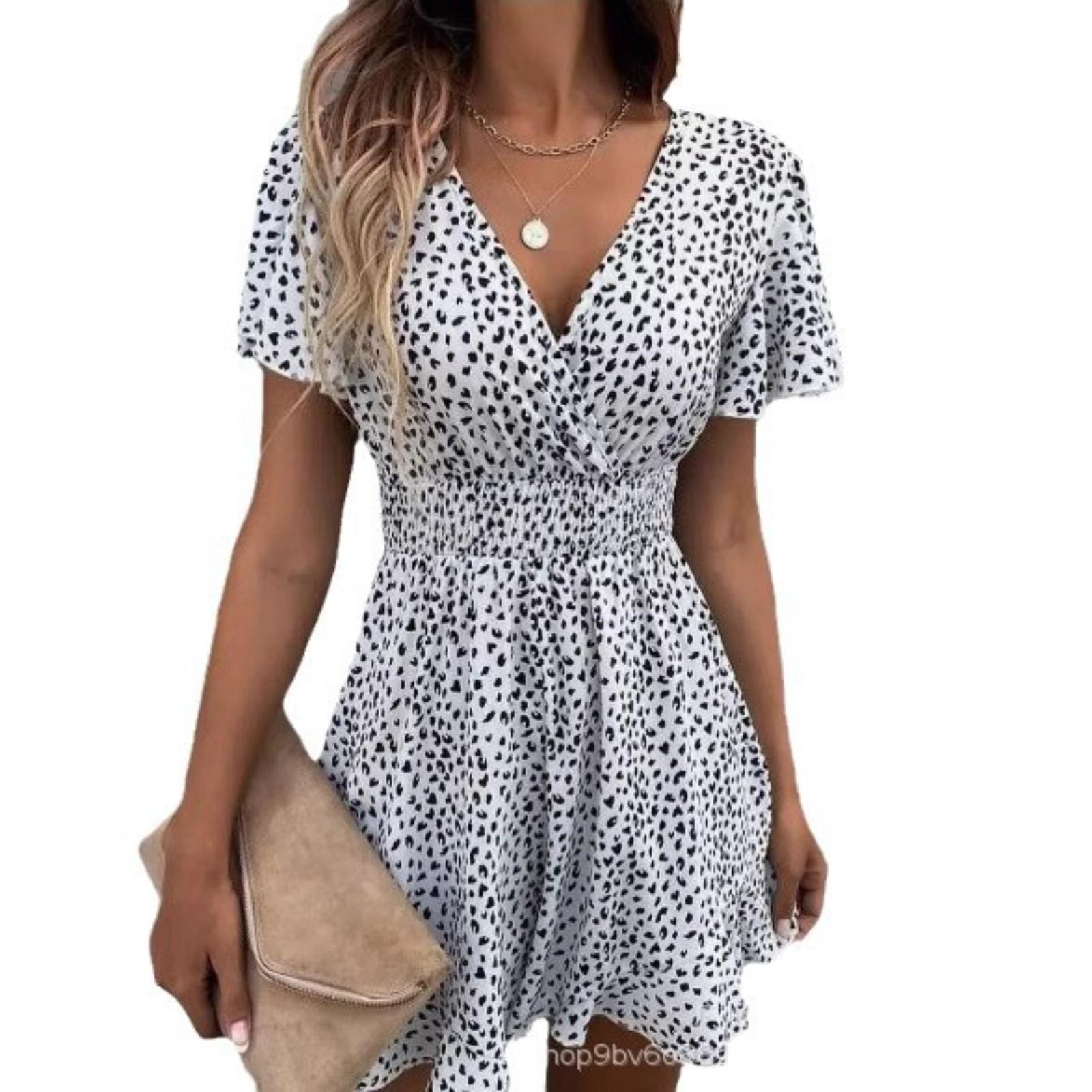 

Sexy V-Neck Ruffle Sleeve Waisted Range Dresses L білий