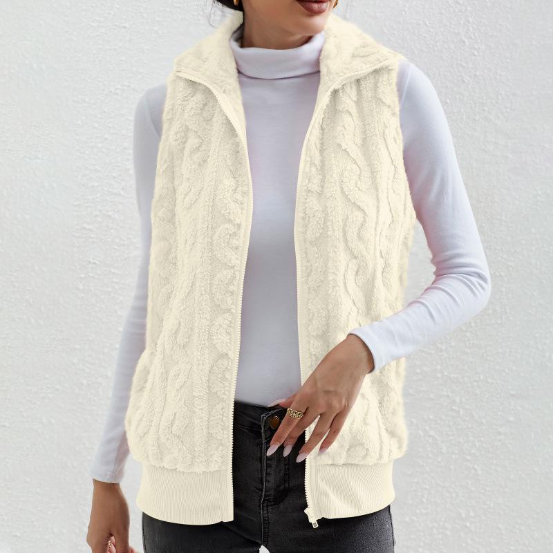2024 Autumn/Winter New Thickened Jacquard Double-Sided Velvet Sleeveless Vest for Women