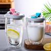 Dual-Layer High-Temperature Resistant Glass Cup with Lid - Simple, Portable, Direct-Drink Design
