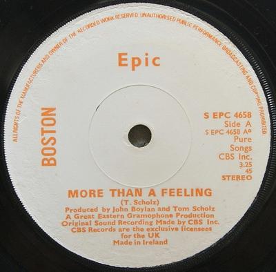 7-Zoll Schallplatte BOSTON - More Than A Feeling SEPC4658 Epic 1976 Irland Rock Gebraucht