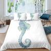 Ensemble de Literie Hippocampe Housse de Couette Animaux Océaniques Taille King Queen Orange Corail Vie Marine Textile de Maison Housse de Couette Douce Oursin