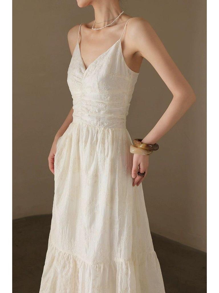 Off-White Spaghetti Strap A-Line Dress - Slim Fit, Summer 2026 Collection