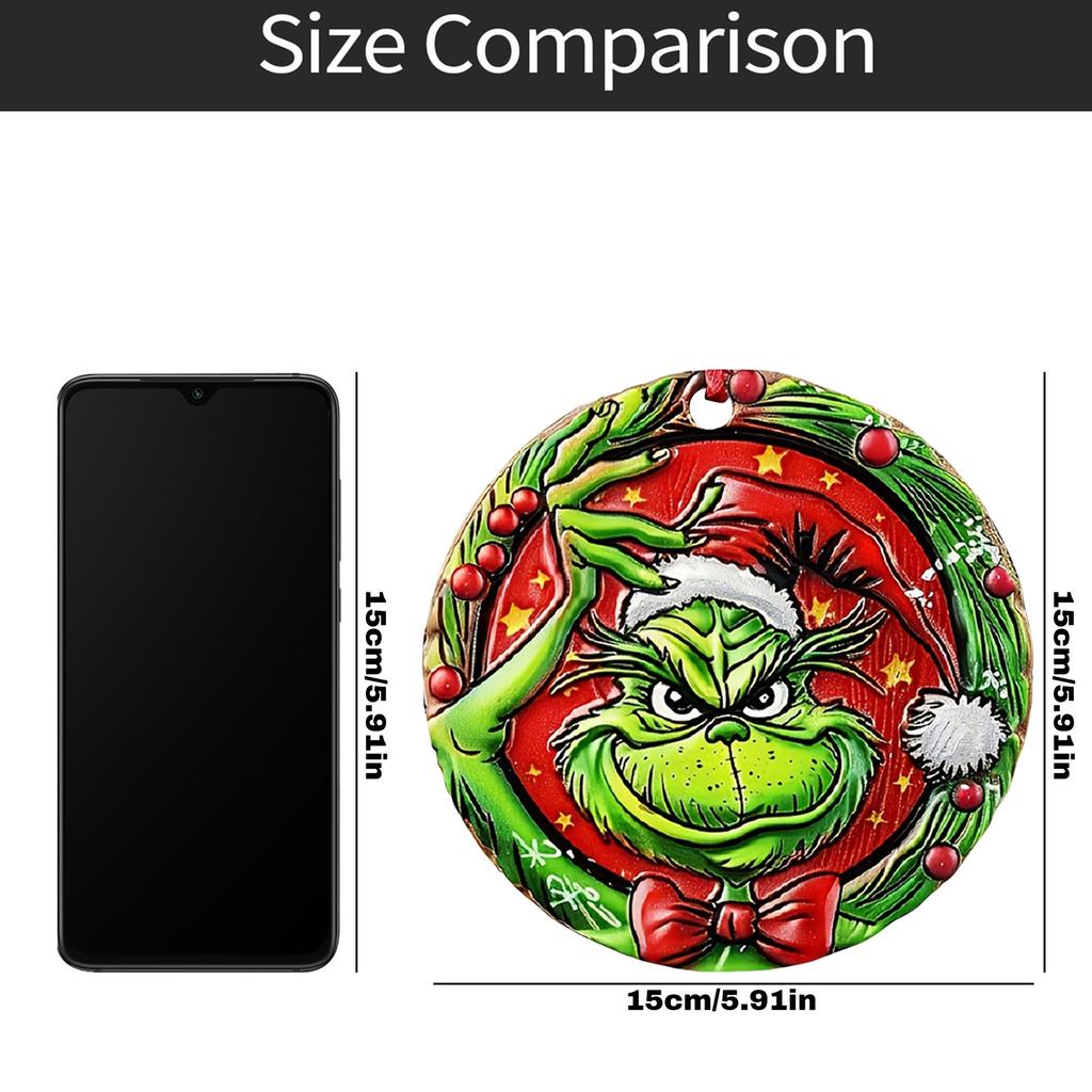 Christmas Funny Pendant Wooden Sign Decoration, Green Cartoon Character Pendant, Decorate Porch