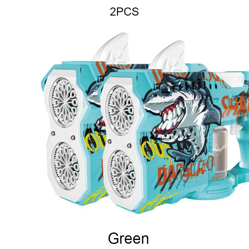American popular toy light-emitting electric 2PCS bubble gun, high-capacity bubble maker, light-emitting port, essential travel