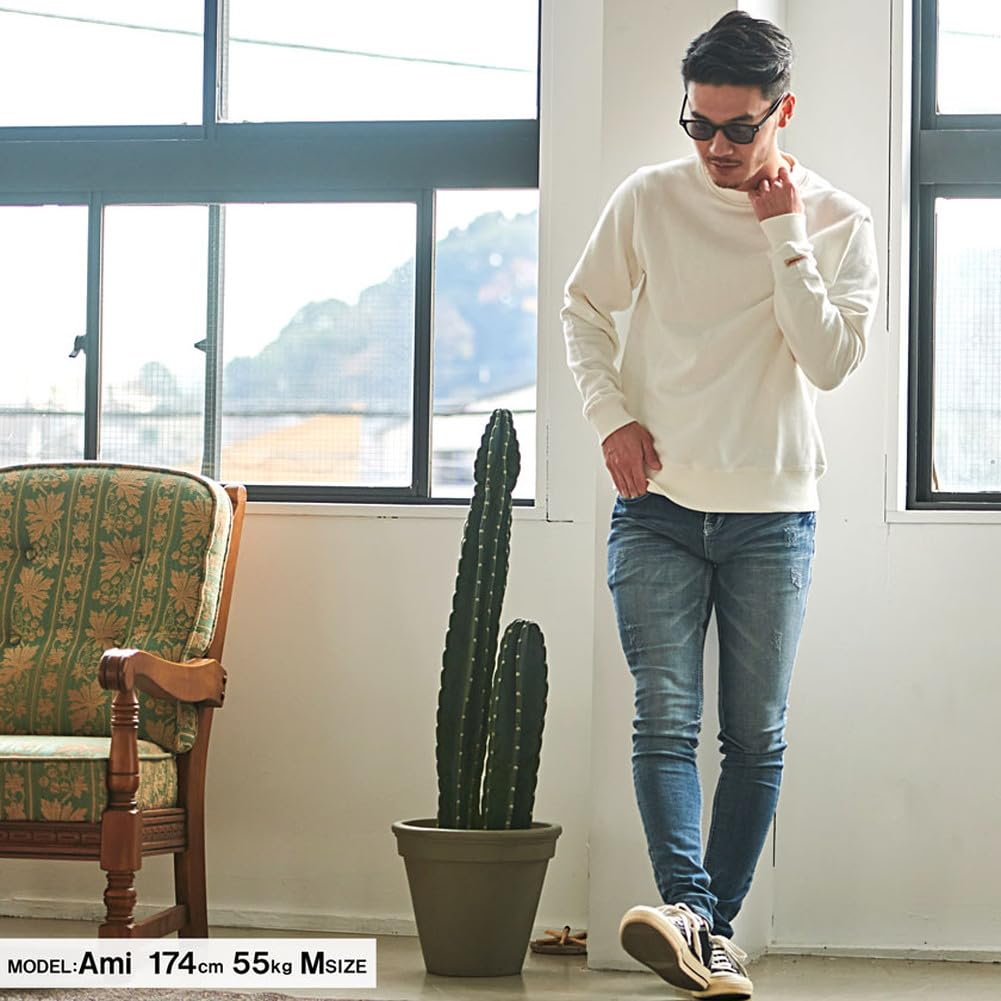 Unisex Crew USA 07 [Good Wear] Herren Sweatshirt, Rundhals, Baumwolle, Fleece, Einfarbig, 2W7-0520, XL, (O.WHT/Off White)