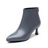 Women's Boots Autumn and Winter New Thin First Layer Cowhide Pointed Fashion and Comfortable Rear Zipper Small Bare Boots Low Heel Short Boots
