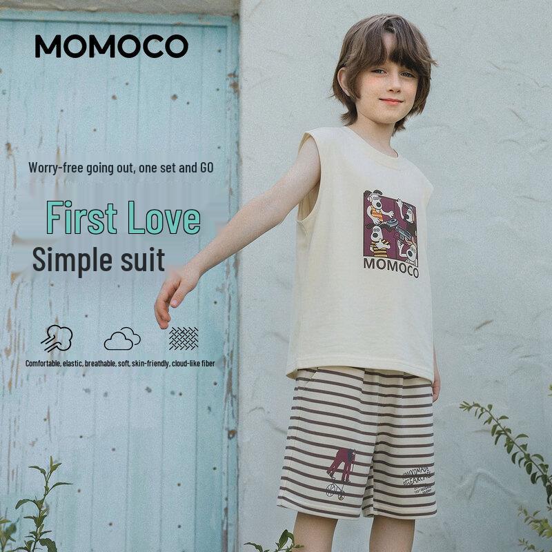 MOMOCO Boys' Summer Striped Vest & Pants Set