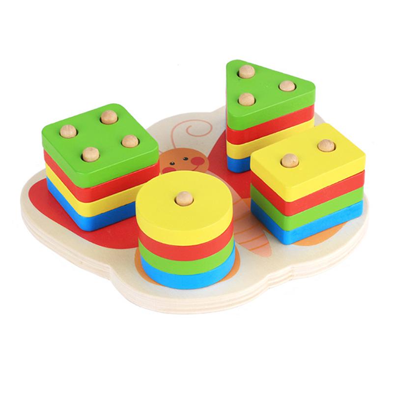 Montessori Wooden 3D Geometry Shape Educational Sorting Board Building Blocks Children Learning Shap
