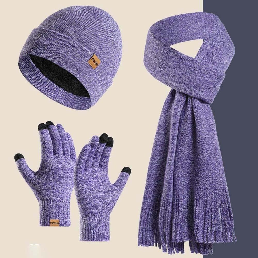 Elastic Cold Proof Gloves  Pullover Cap Beanies Cap Knitted Scarf  Men