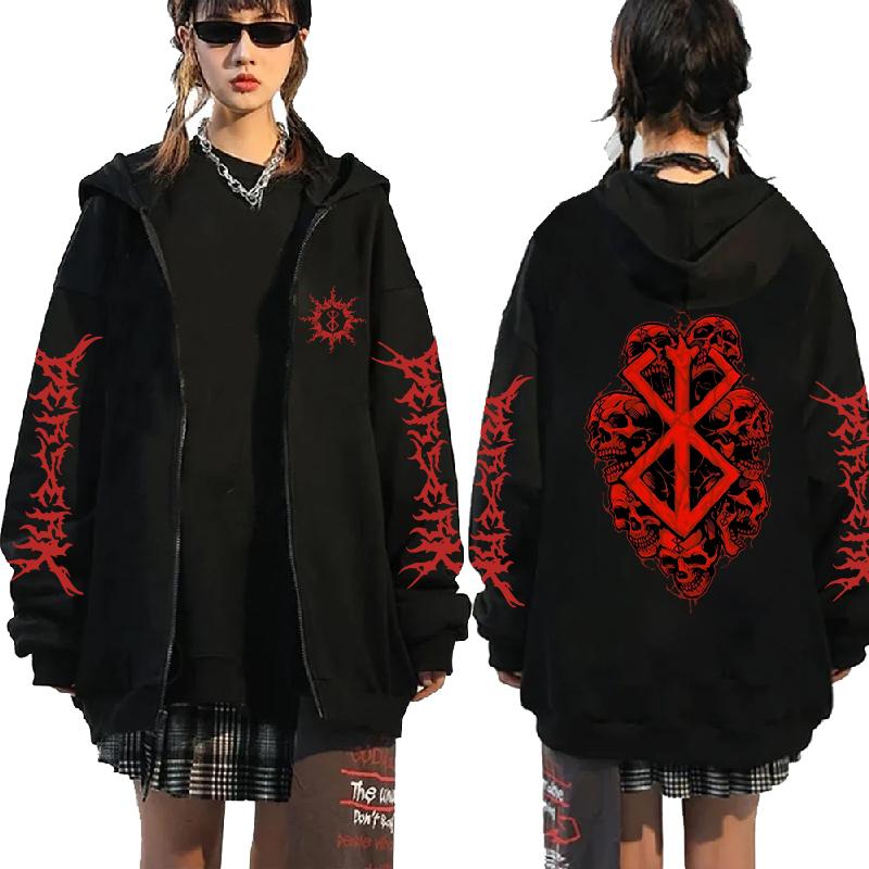 

Skeleton Warrior Zipper Hoodie, Cartoon Pattern Printed Zipper Hoodie, Men s Neutral Long Sleeve Hoodie, Street Style Jacket XS