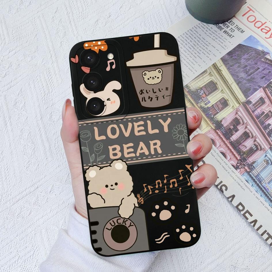 For Samsung Galaxy S20 S21 Plus FE S22 S23+ Ultra Note 20 Ultra Case Cover Cute Bear Shockproof Silicone Shell For Samsung S23 Coques Bumpers Fundas