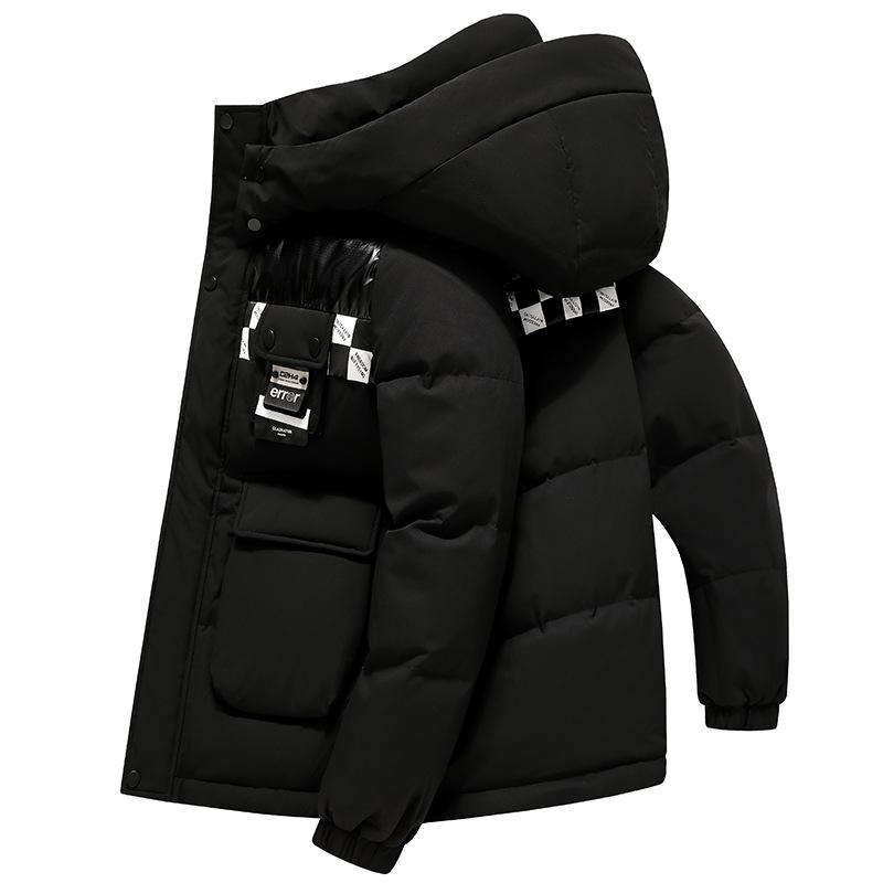 Χειμωνιάτικο Λευκό Πουπουλένιο Μπουφάν με Αποσπώμενη Κουκούλα για Νεαρούς Άνδρες, Κοντό Μοντέρνο Πουπουλένιο Μπουφάν, Αδιάβροχο στο Κρύο Πουπουλένιο Μπουφάν