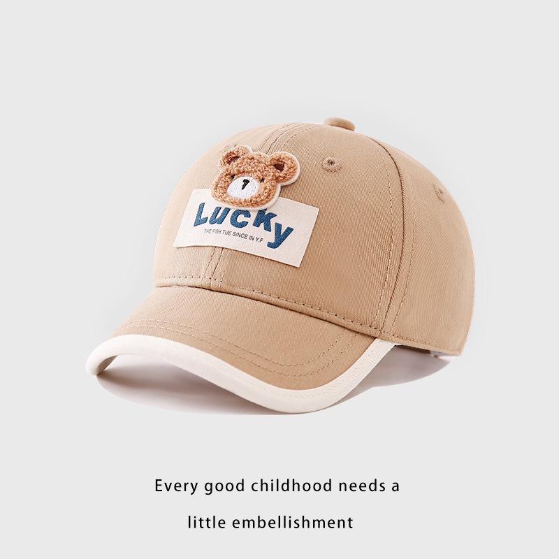 

Cute Bear Baby Duck Tongue Hat Short Brim Children Baseball Hats Solid Cotton Kids Duckbill Cap Fashion Sunshade Visors 52-54CM