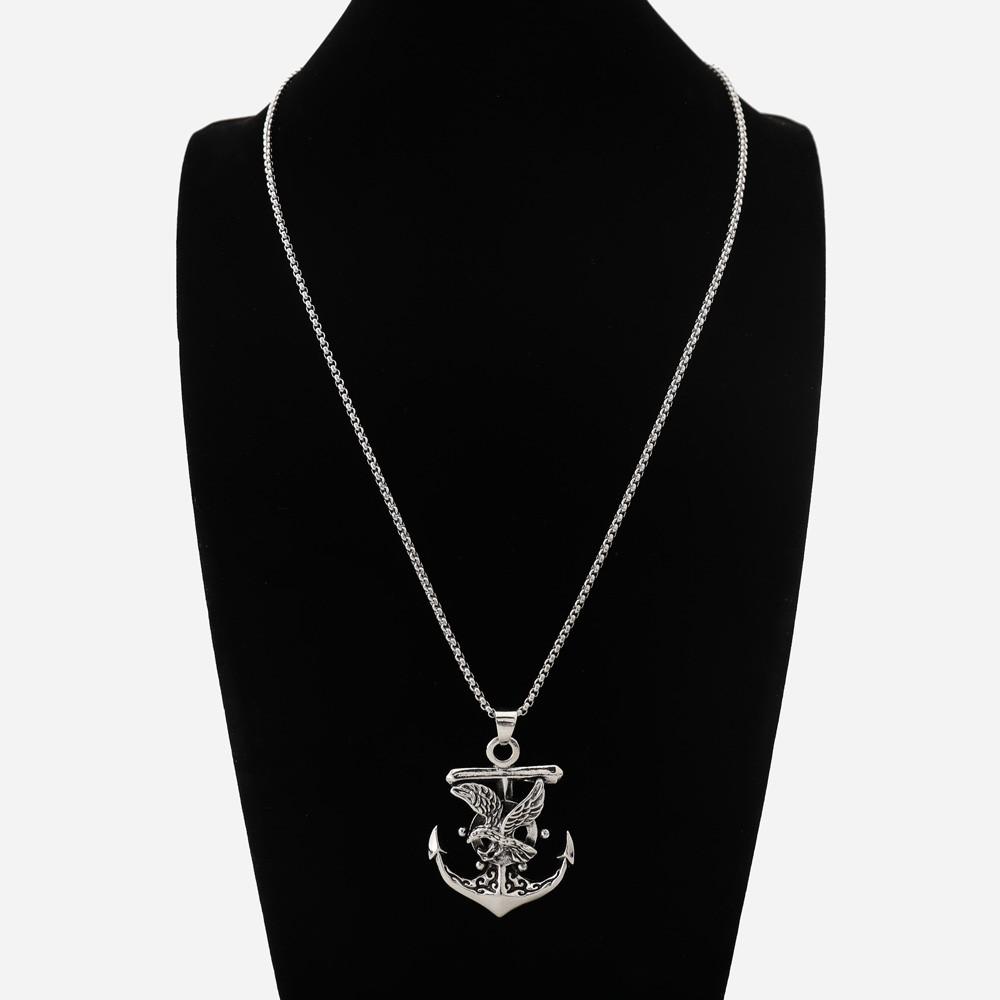 Personality Retro Punk Necklace Rock Navy Boat Anchor Eagle Men's Fashion Trend Style Pair Hip Hop Pendant