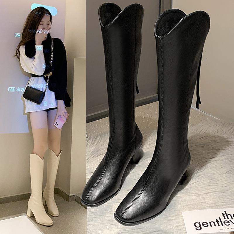 White Boots High Boots Women's New Shoes Women's Small High Heels Autumn and Winter Boots Long Boots Women